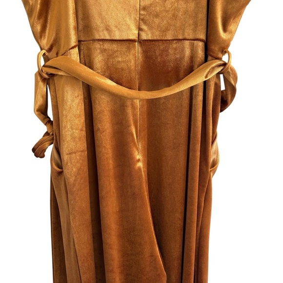 Lulus Regal Evening Copper Velvet Jumpsuit Small Party Cocktail Dressy - Picture 9 of 16